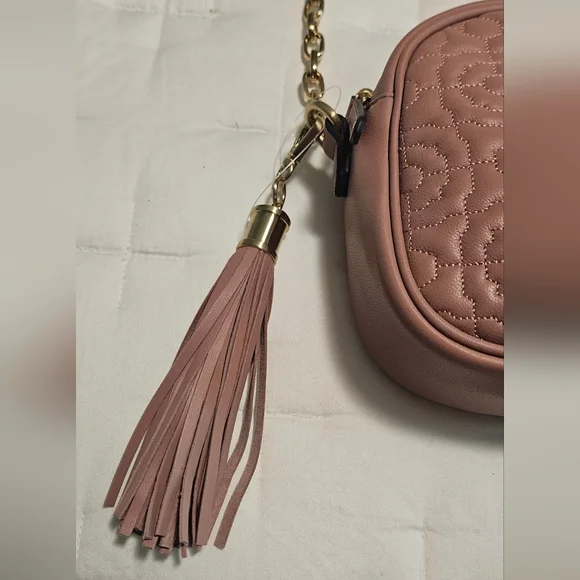 NWT Antonio Melani Larisa Camera Leather Crossbody: Rosette Floral Stitching - Picture 4 of 13